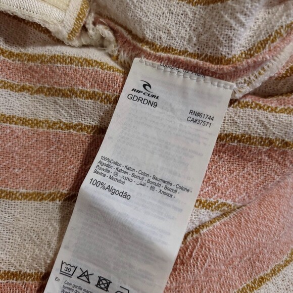 NWT Rip Curl Boho Palm Belted Jumpsuit Wide Leg Ankle Crop Medium Vintage Stripe - Picture 13 of 14